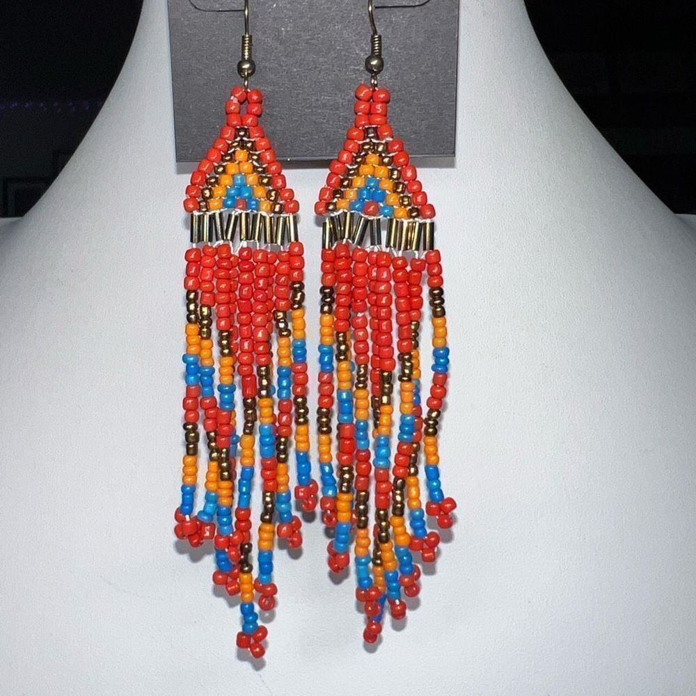 G by Gennaro Boho Long Seed Bead Earrings‎